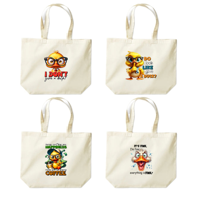 Cotton Tote Bags 18ltr- Sarcastic Quotes with Ducks
