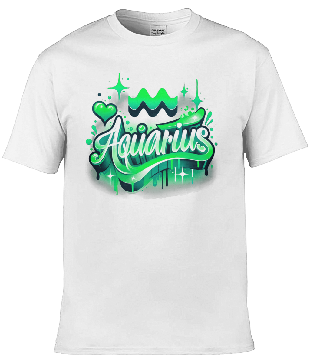Mens T-Shirt (Gildan Softstyle 64000) - with Zodiac Sign - Aquarius