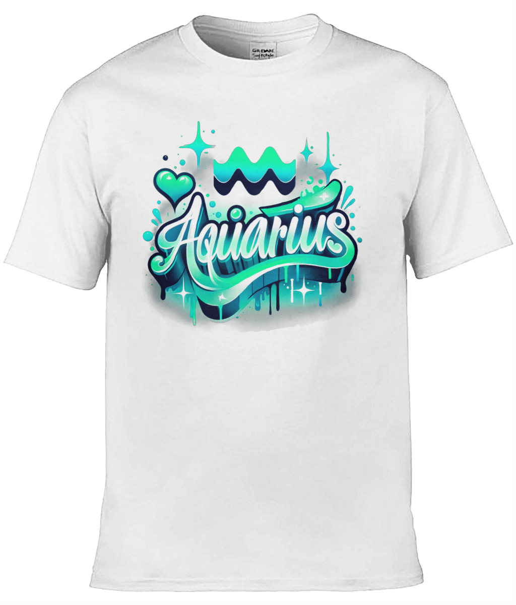 Mens T-Shirt (Gildan Softstyle 64000) - with Zodiac Sign - Aquarius
