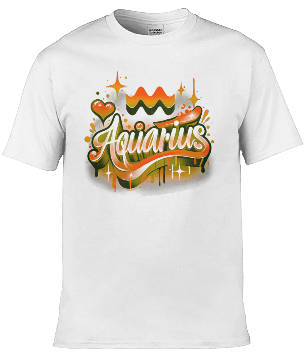 Mens T-Shirt (Gildan Softstyle 64000) - with Zodiac Sign - Aquarius