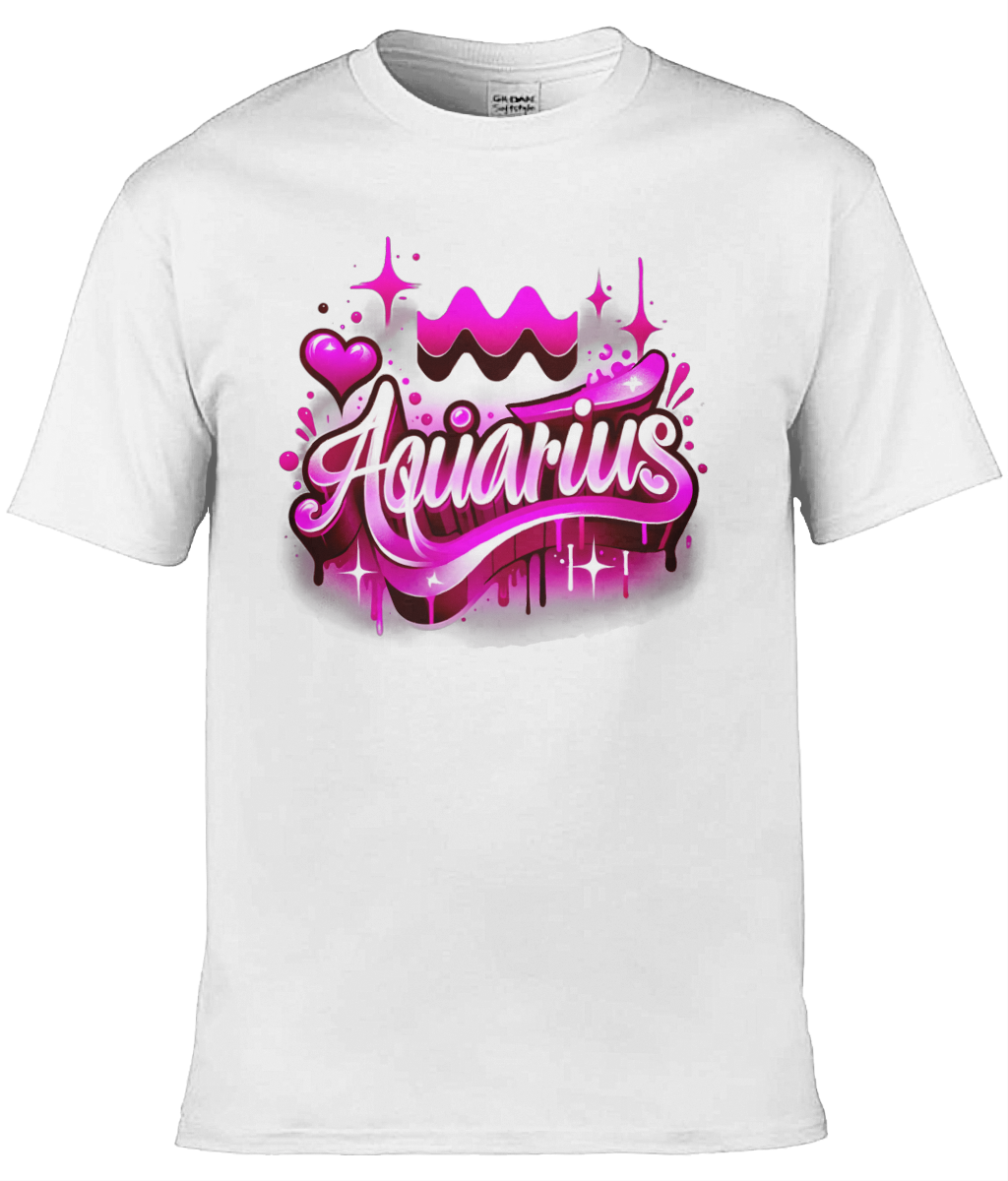 Mens T-Shirt (Gildan Softstyle 64000) - with Zodiac Sign - Aquarius