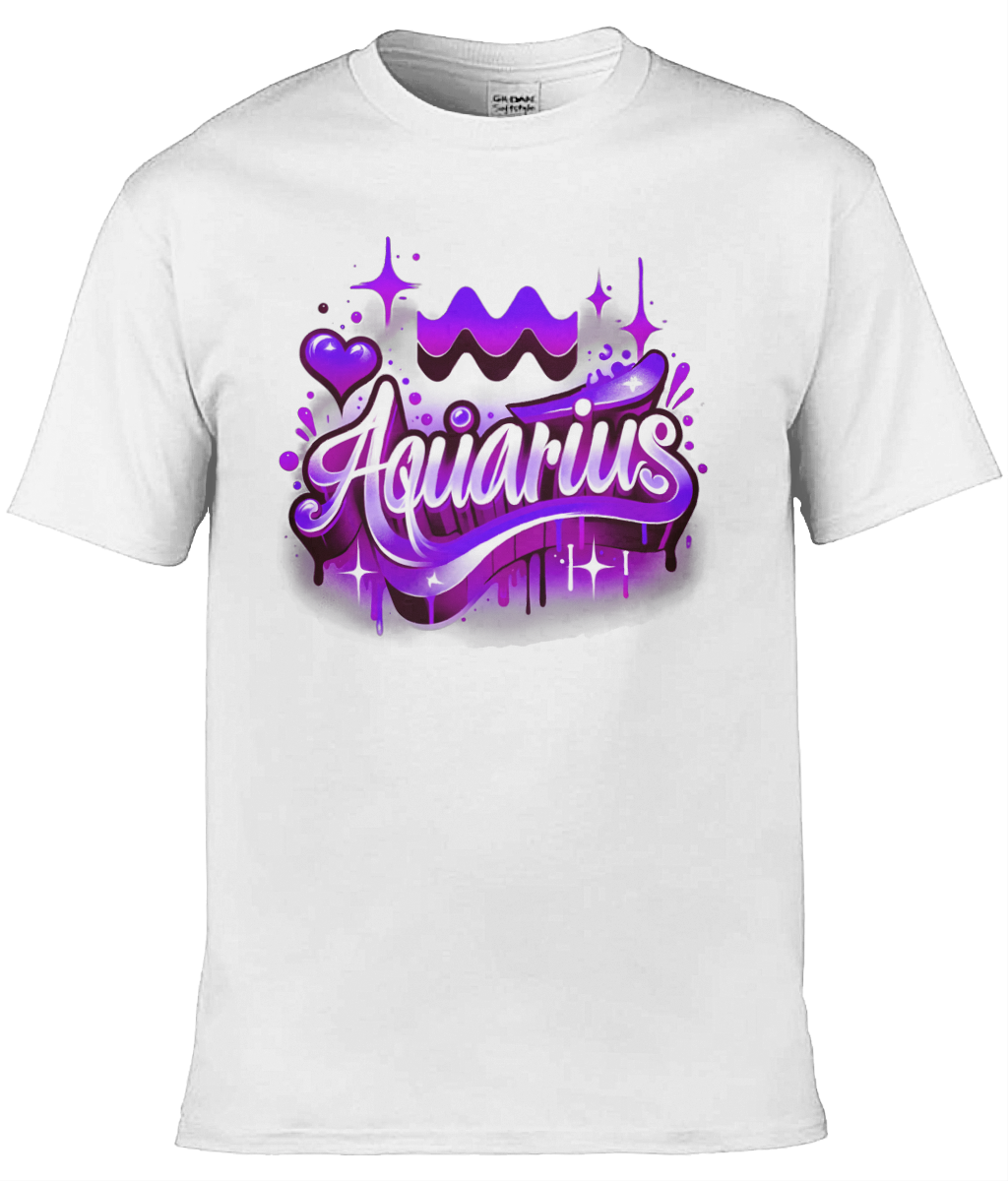 Mens T-Shirt (Gildan Softstyle 64000) - with Zodiac Sign - Aquarius