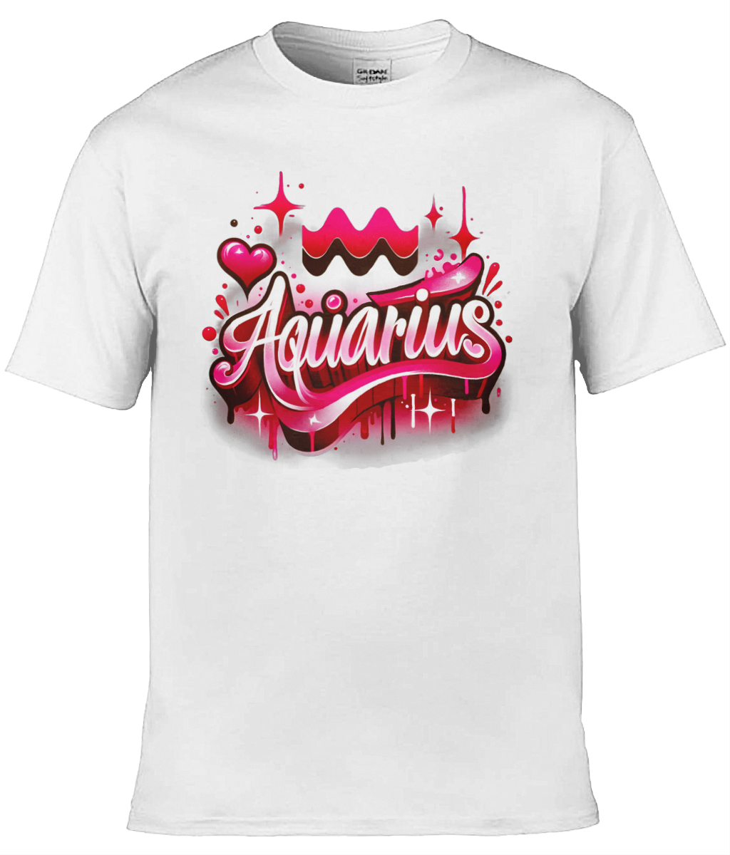 Mens T-Shirt (Gildan Softstyle 64000) - with Zodiac Sign - Aquarius