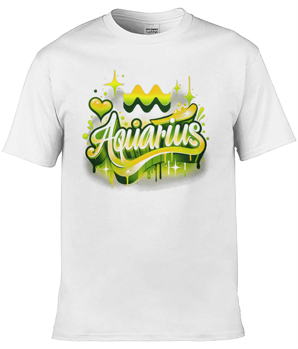 Mens T-Shirt (Gildan Softstyle 64000) - with Zodiac Sign - Aquarius