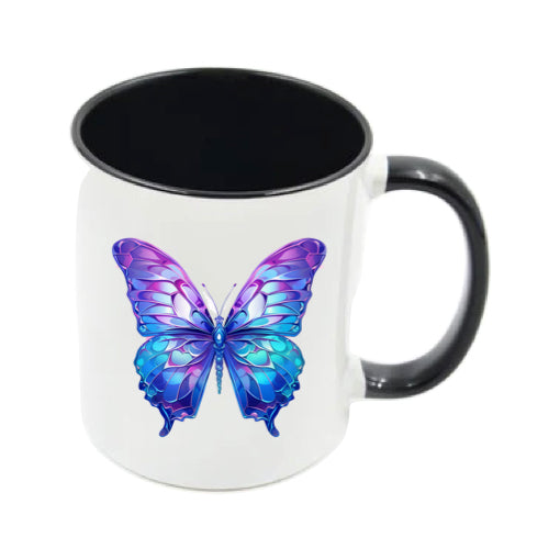 Mug - 11oz - Blue Coloured Purple Butterfly 3