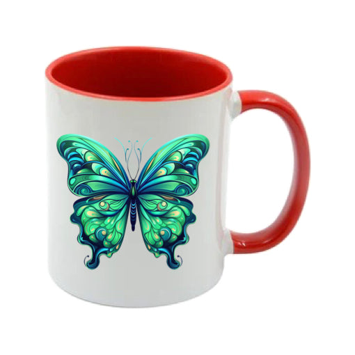 Mug - 11oz - Blue Coloured Green Butterfly 3