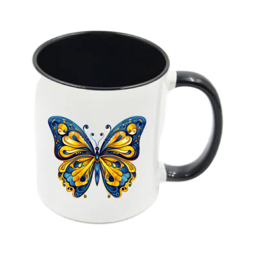 Mug - 11oz - Blue Coloured Yellow Butterfly 3