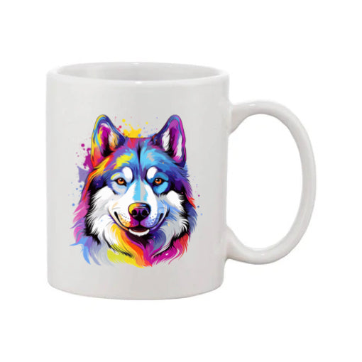 Mug - 11oz - Siberian Husky in vibrant watercolours