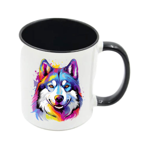 Mug - 11oz - Siberian Husky in vibrant watercolours