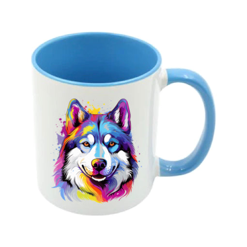 Mug - 11oz - Siberian Husky in vibrant watercolours