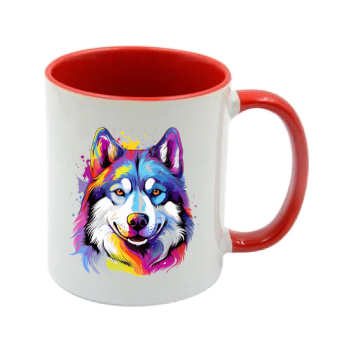 Mug - 11oz - Siberian Husky in vibrant watercolours