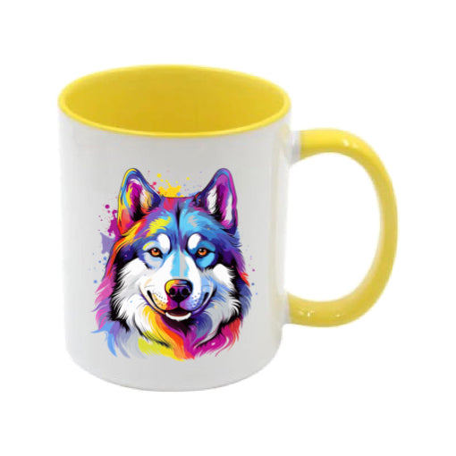 Mug - 11oz - Siberian Husky in vibrant watercolours