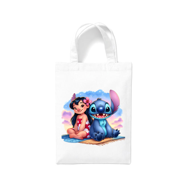 Small White Cotton Tote Bags 2.5ltr - Lilo & Stitch for Children