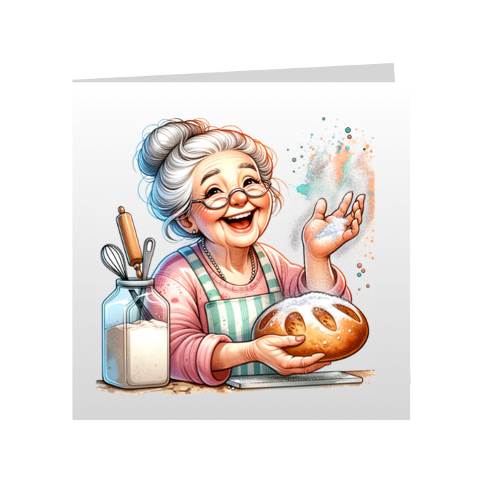Square Greeting Cards - OAP's with Food & Drink