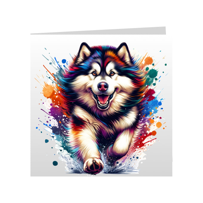 Square Greeting Cards with paint splashed dog breeds