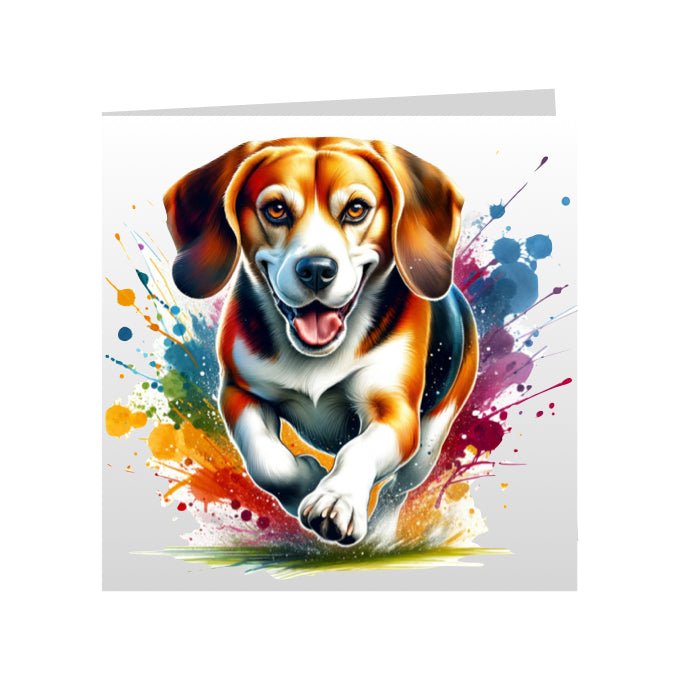 Square Greeting Cards with paint splashed dog breeds