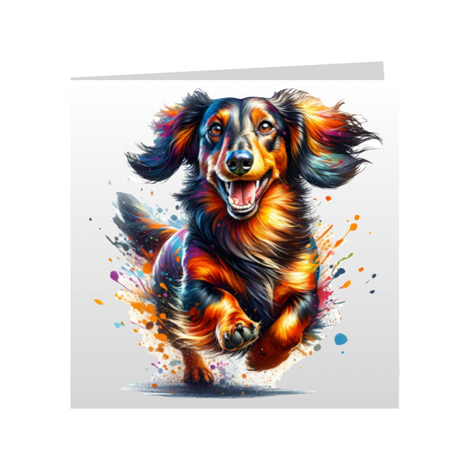 Square Greeting Cards with paint splashed dog breeds