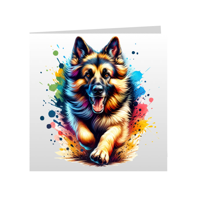 Square Greeting Cards with paint splashed dog breeds