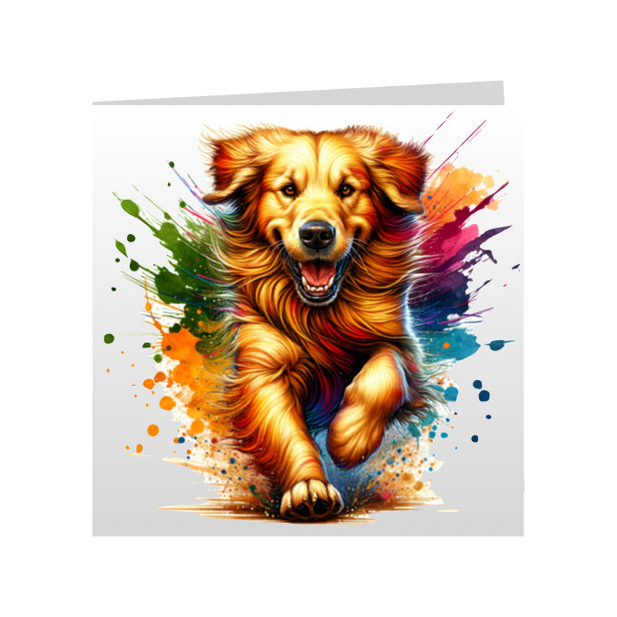Square Greeting Cards with paint splashed dog breeds