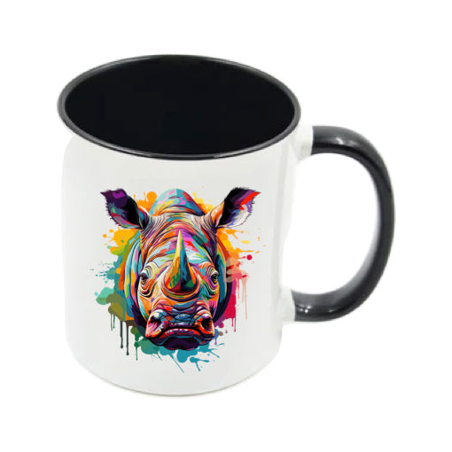 Mug - 11oz - Rhino in vibrant watercolours 2