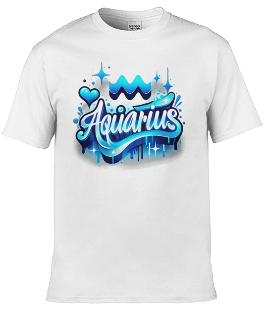 Mens T-Shirt (Gildan Softstyle 64000) -  with Zodiac Sign - Aquarius