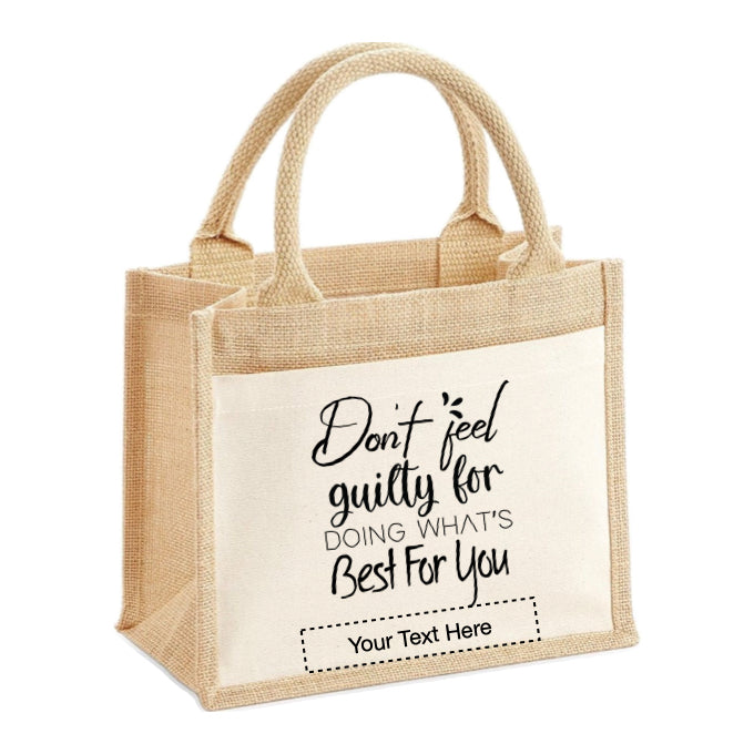 Jute Tote Bags - Mental Health Sayings