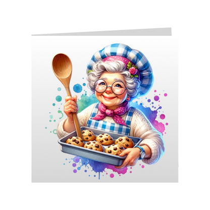 Square Greeting Cards - OAP's with Food & Drink