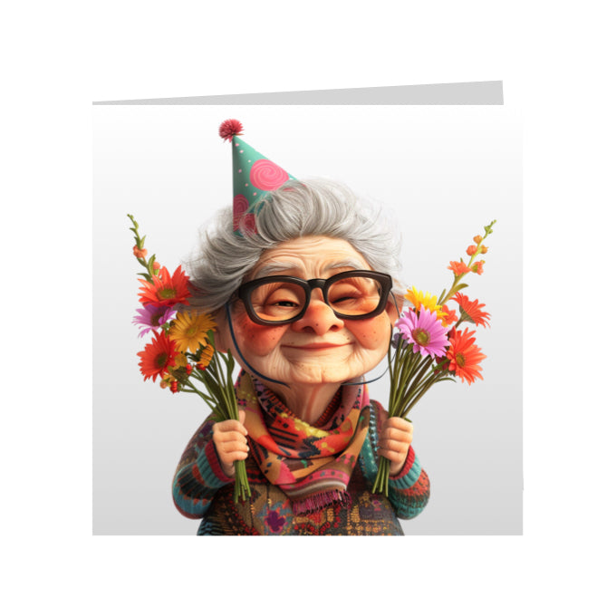 Square Greeting Cards - OAP Birthday