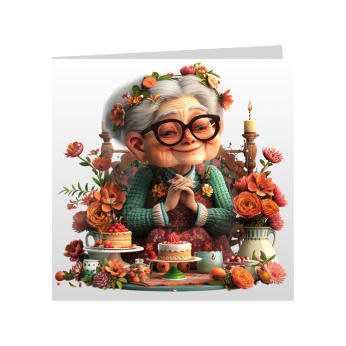 Square Greeting Cards - OAP Birthday