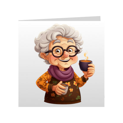 Square Greeting Cards - OAP's with Food & Drink