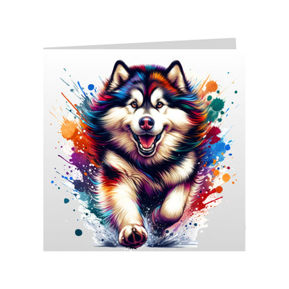 Square Greeting Cards with paint splashed dog breeds